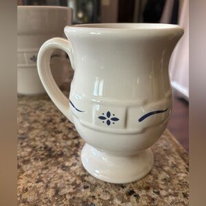 Longaberger Pottery Grand mug - blue/ivory woven tradition blue